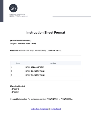 Free Instruction Sheet Format Template to Edit Online