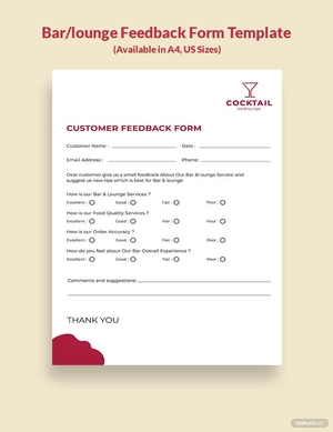Bar/Lounge Feedback Form Template