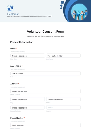 Free Volunteer Consent Form Template to Edit Online