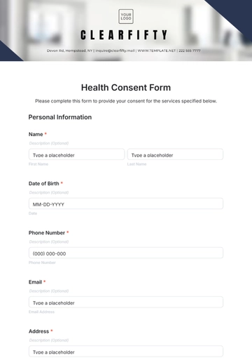 Free Health Consent Form Template to Edit Online
