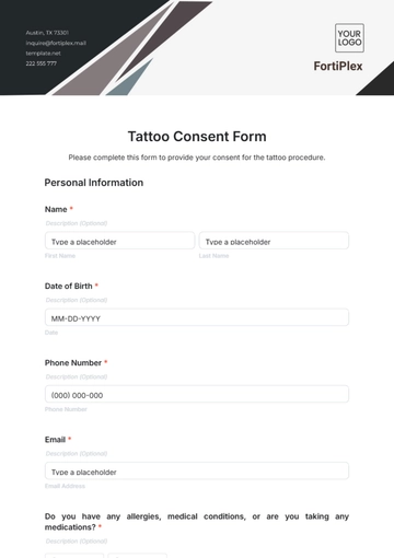 Free Tattoo Consent Form Template to Edit Online