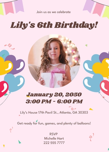 Free Balloon Birthday Party Invitation Template to Edit Online