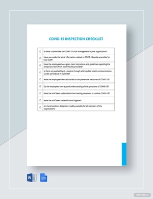 Coronavirus COVID-19 Inspection Checklist Template