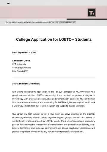 Free College Application for LGBTQ+ Students Template to Edit Online
