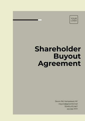 Free Shareholder Buyout Agreement Template to Edit Online