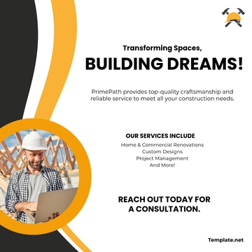 Free Contractor Social Media Post Template to Edit Online