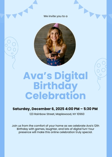 Free Digital Birthday Party Invitation Template to Edit Online