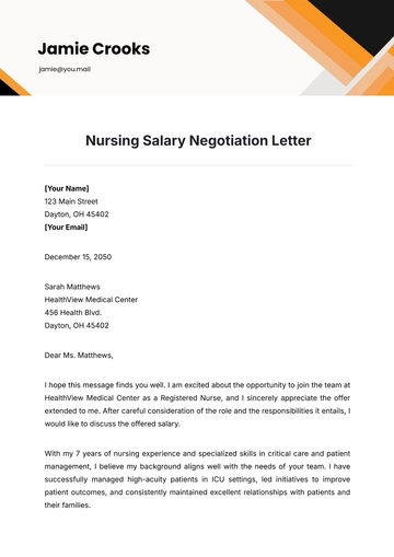 Free Nursing Salary Negotiation Letter Template to Edit Online Free Nursing Salary Negotiation Letter Template to Edit Online