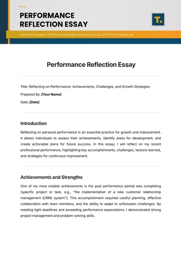 Free Performance Reflection Essay Template to Edit Online