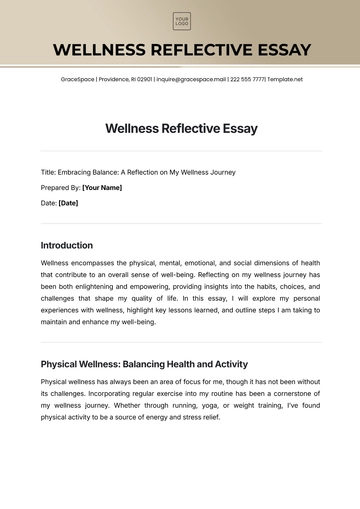 Free Wellness Reflective Essay Template to Edit Online