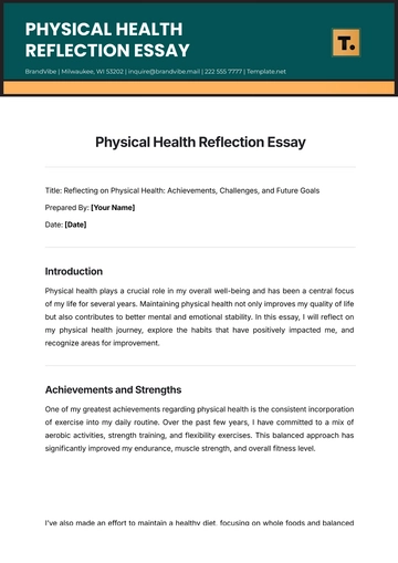 Free Physical Health Reflection Essay Template to Edit Online