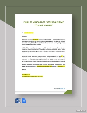 Email To Vendor For Extension In Time To Make Payment Template