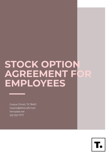 Free Stock Option Agreement for Employees Template to Edit Online