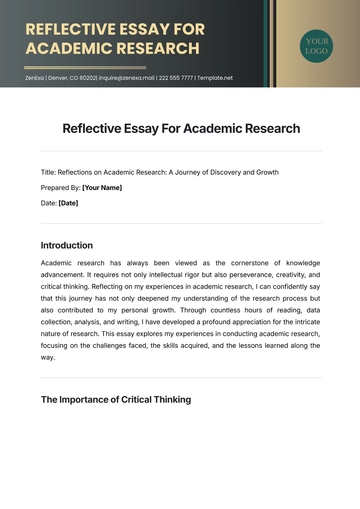 Free Reflective Essay For Academic Research Template to Edit Online