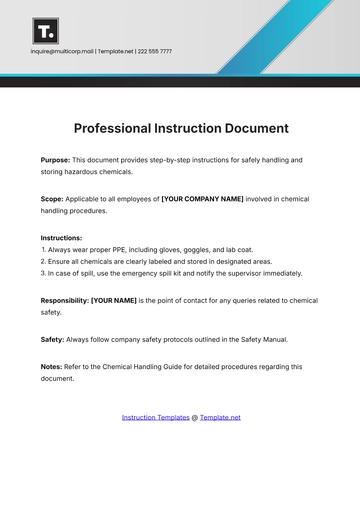 Free Professional Instruction Document Template to Edit Online