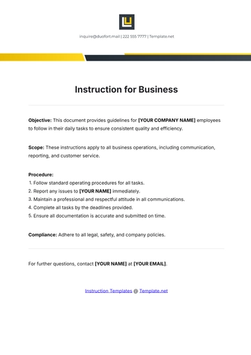 Free Instruction Template for Business to Edit Online