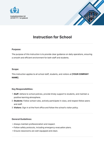 Free Instruction Template for School to Edit Online