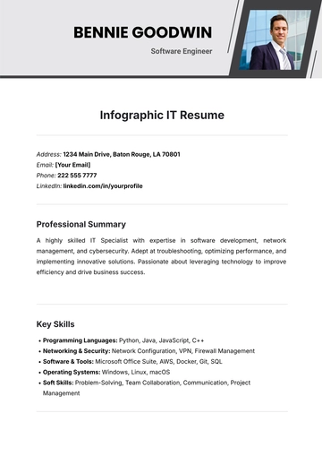 Free Infographic IT Resume Template to Edit Online