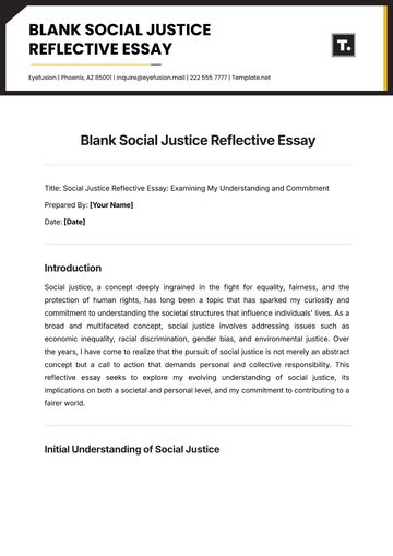 Free Blank Social Justice Reflective Essay Template to Edit Online