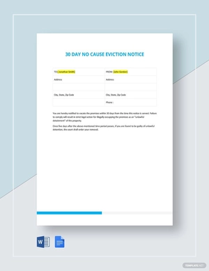 30 Day No Cause Eviction Template