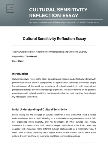 Free Cultural Sensitivity Reflection Essay Template to Edit Online