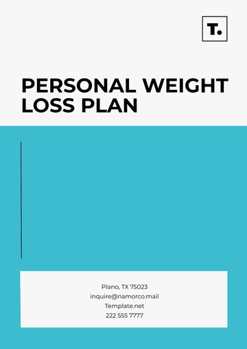 Free Personal Weight Loss Plan Template to Edit Online