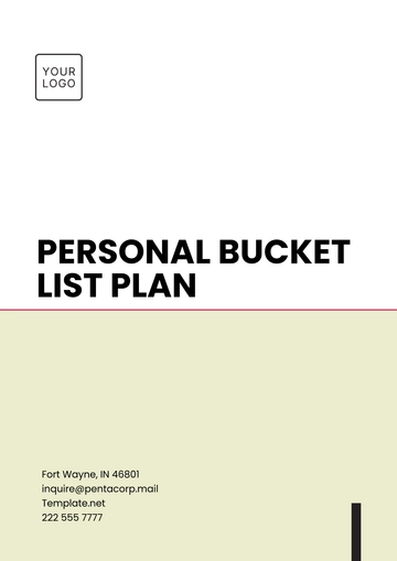Free Personal Bucket List Plan Template to Edit Online