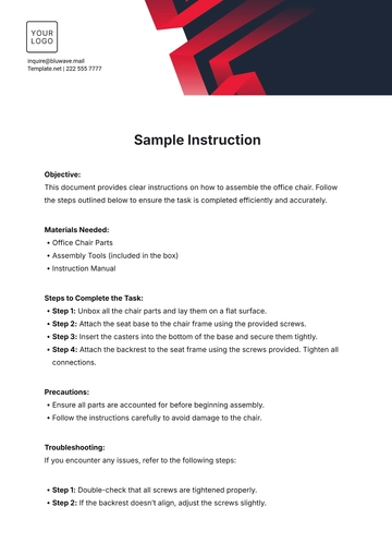 Free Sample Instruction Template to Edit Online