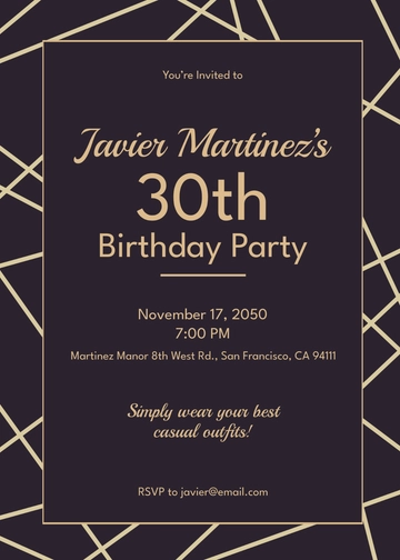 Free Professional Birthday Party Invitation Template to Edit Online