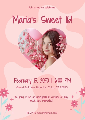 Free Sweet 16 Birthday Party Invitation Template to Edit Online
