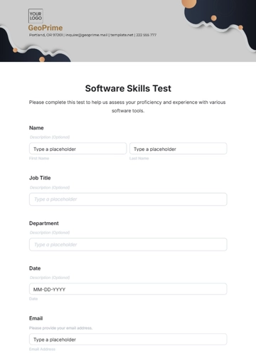 Free Software Skills Test Template to Edit Online