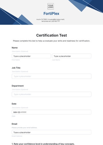 Free Certification Test Template to Edit Online
