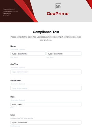 Free Compliance Test Template to Edit Online