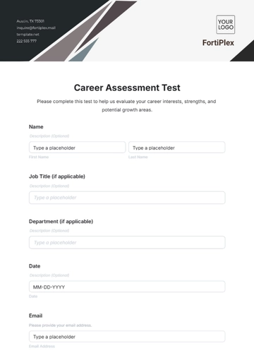 Free Career Assessment Test Template to Edit Online