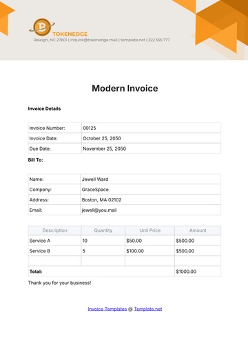 Free Modern Invoice Template to Edit Online