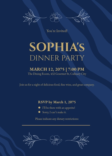 Free RSVP Card for Dinner Invitation Template to Edit Online