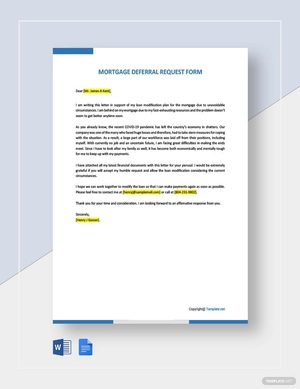 Coronavirus Mortgage Deferral Request Form Template Coronavirus Mortgage Deferral Request Form Template
