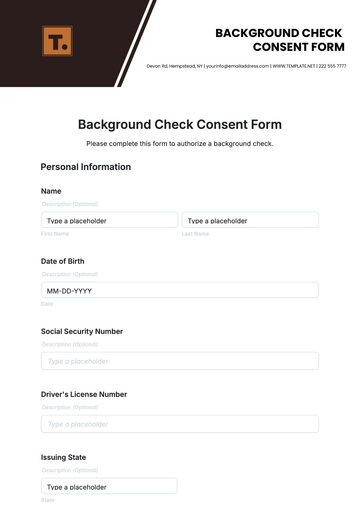 Free Background Check Consent Form Template to Edit Online