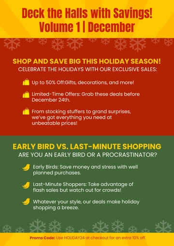Free Holiday Sale Promotion Newsletter Template to Edit Online
