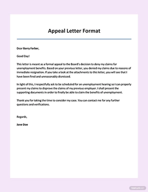 Appeal Letter Format Template