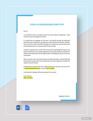 Coronavirus COVID-19 Compassionate Write-Off Template
