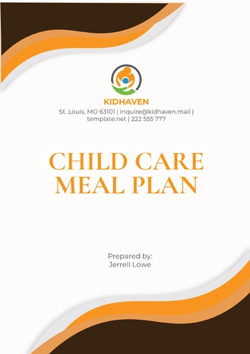 Free Child Care Meal Plan Template to Edit Online