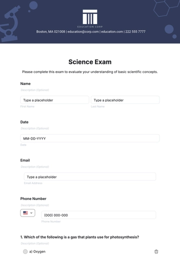 Free Science Exam Template to Edit Online
