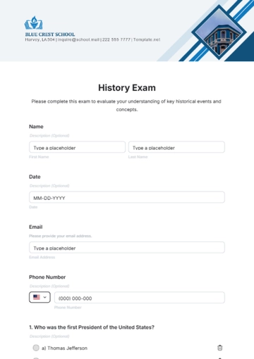 Free History Exam Template to Edit Online