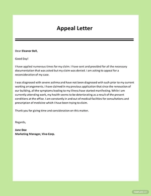 Appeal Letter Template Appeal Letter Template