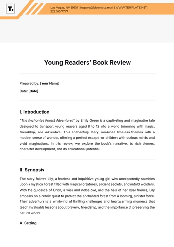 Free Young Readers??? Book Review to Edit Online