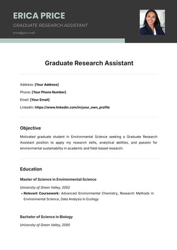 Free Graduate Research Assistant Resume Template to Edit Online