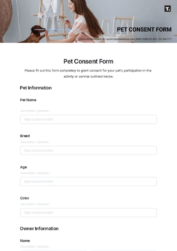 Free Pet Consent Form Template to Edit Online