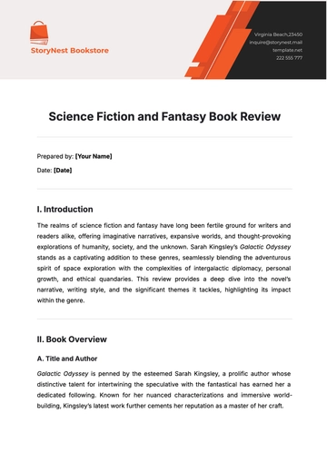 Free Science Fiction and Fantasy Book Review Template to Edit Online