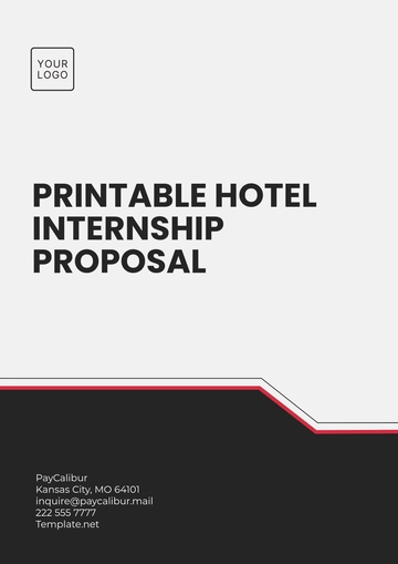 Free Printable Hotel Internship Proposal Template to Edit Online